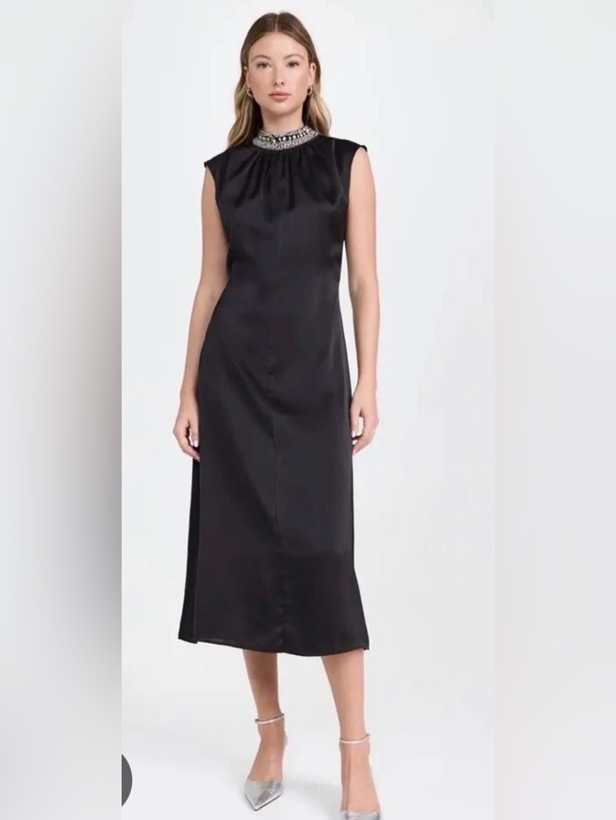 New Misa Los Angeles Kira Dress In Black Satin